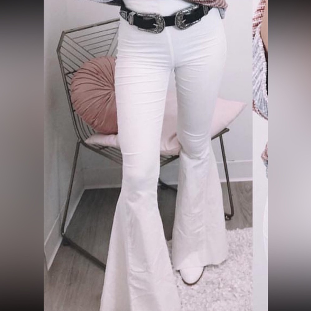 Amazing Lace Skylar + Madison White Corduroy Flare Jeans